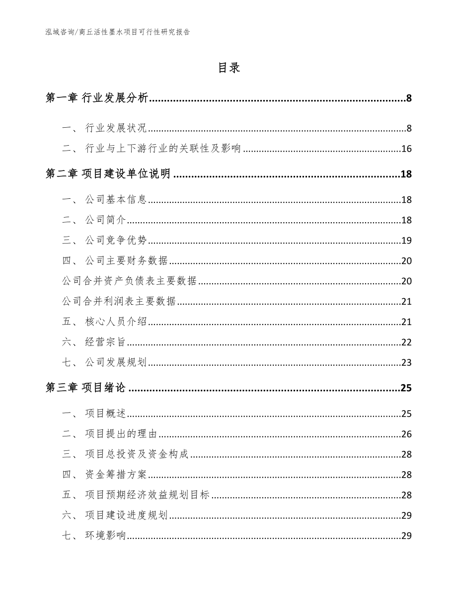 商丘活性墨水项目可行性研究报告【模板范文】_第1页