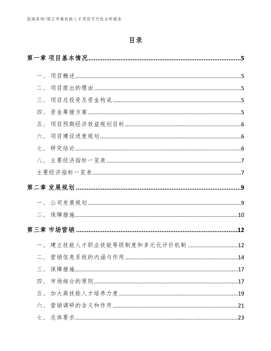 丽江市高技能人才项目可行性分析报告_范文模板_第1页