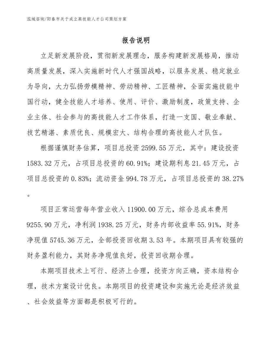 阳春市关于成立高技能人才公司策划方案_第1页