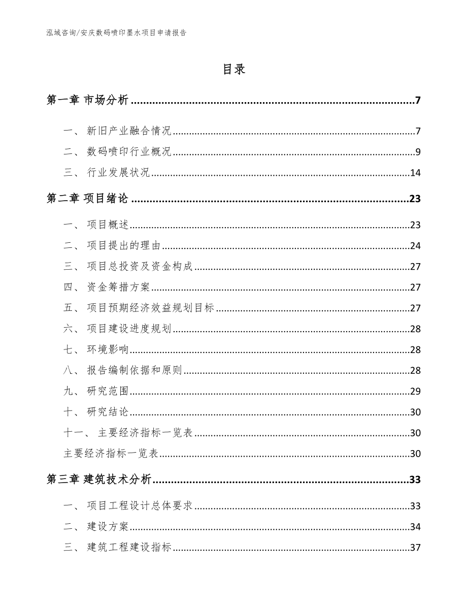 安庆数码喷印墨水项目申请报告_参考范文_第1页