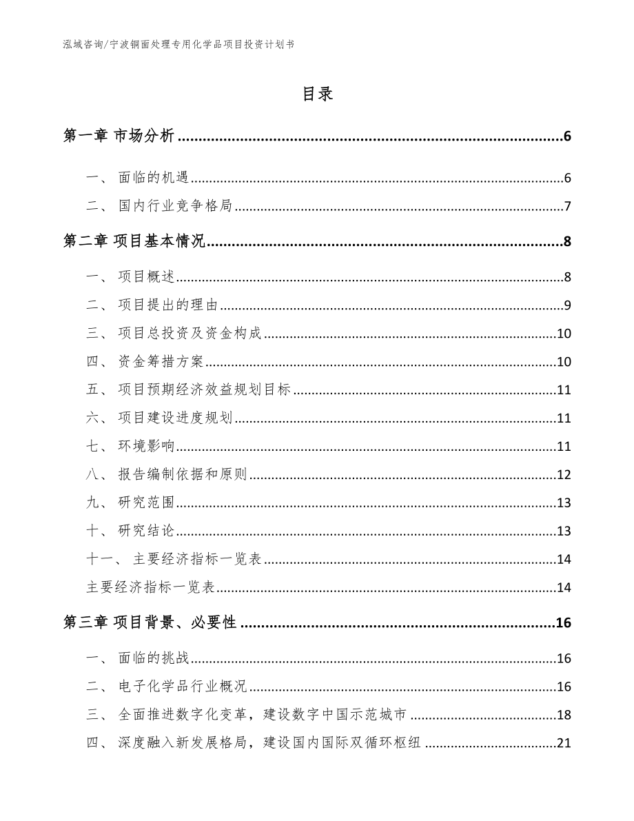宁波铜面处理专用化学品项目投资计划书_第1页