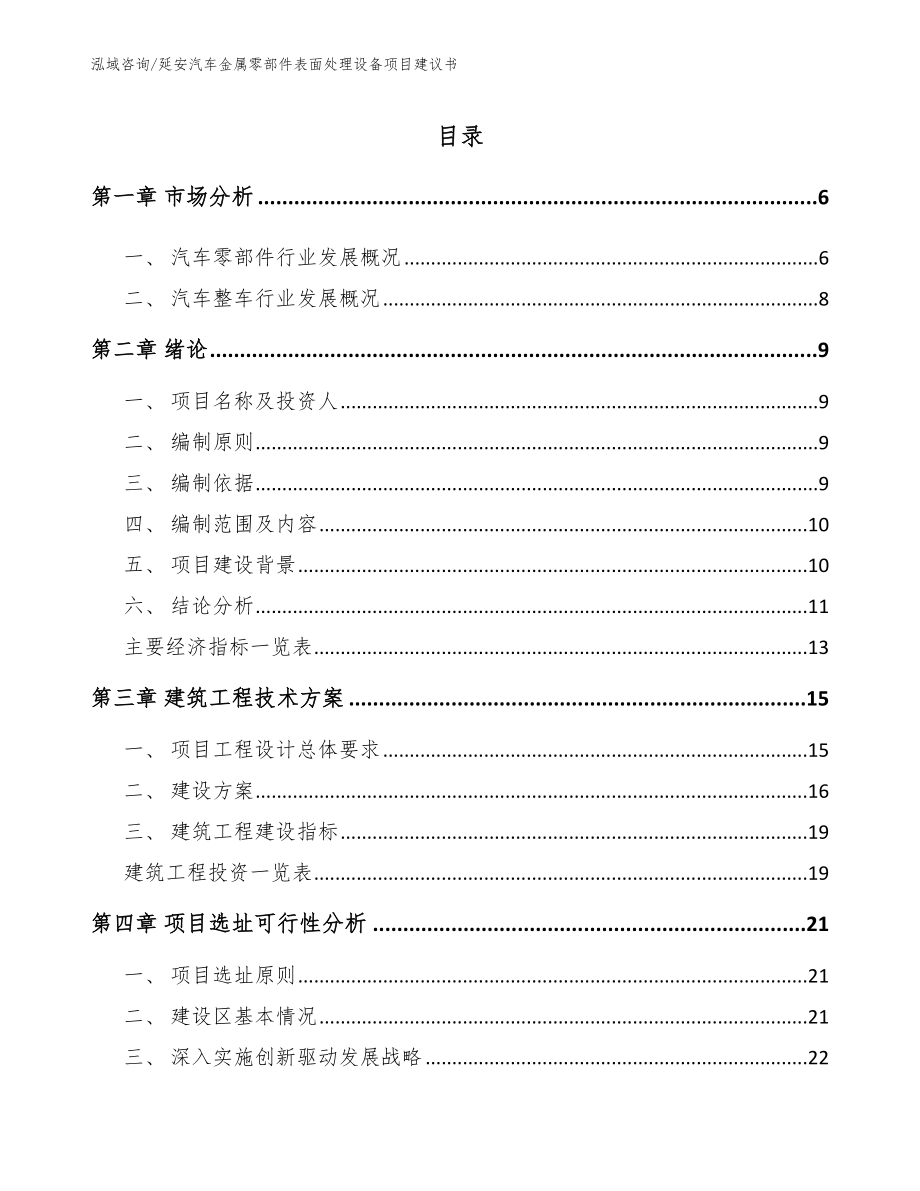 延安汽车金属零部件表面处理设备项目建议书_范文模板_第1页