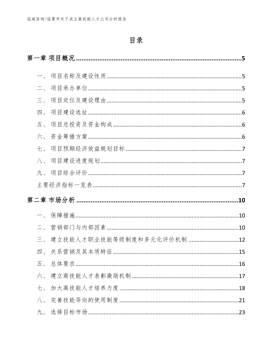 临夏市关于成立高技能人才公司分析报告【模板范文】_第1页