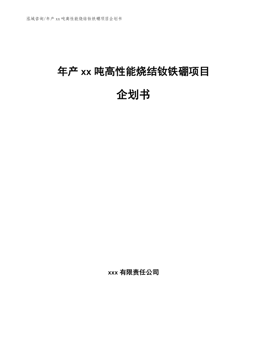 年产xx吨高性能烧结钕铁硼项目企划书（参考范文）_第1页