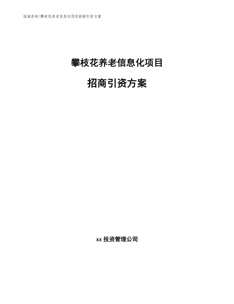 攀枝花养老信息化项目招商引资方案_第1页