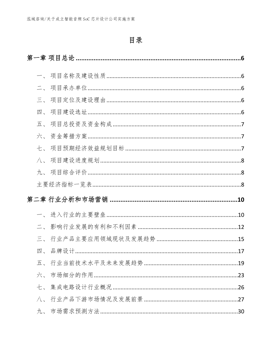 关于成立智能音频SoC芯片设计公司实施方案（模板参考）_第1页