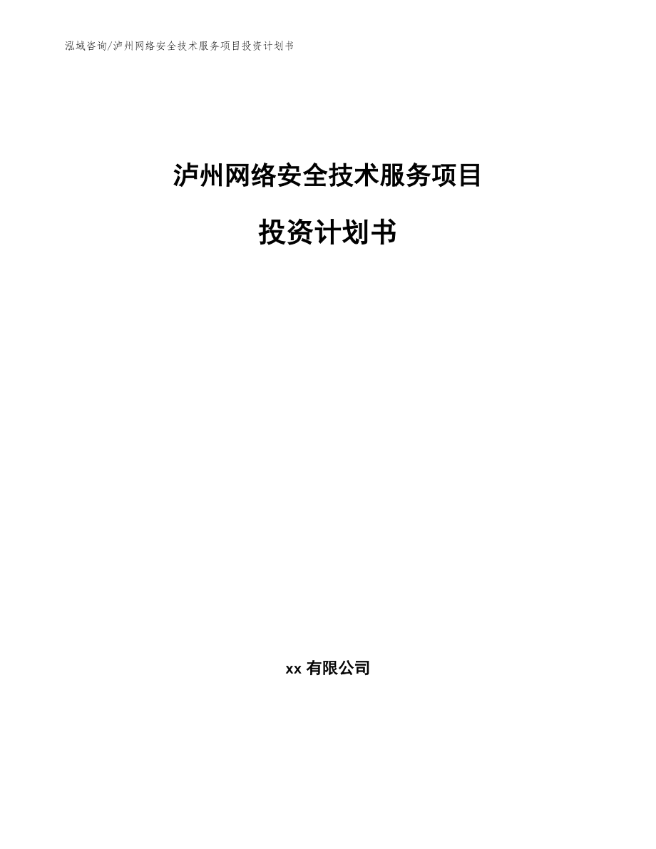 泸州网络安全技术服务项目投资计划书模板_第1页