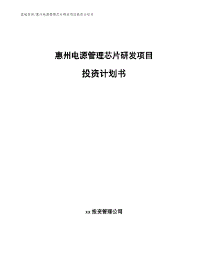 惠州电源管理芯片研发项目投资计划书