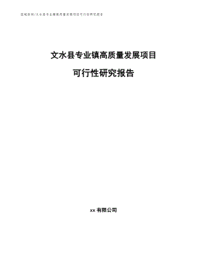 文水县专业镇高质量发展项目可行性研究报告