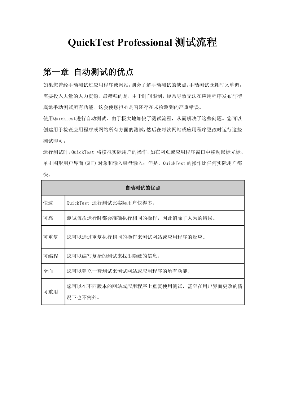 QuickTest Professional测试流程简介