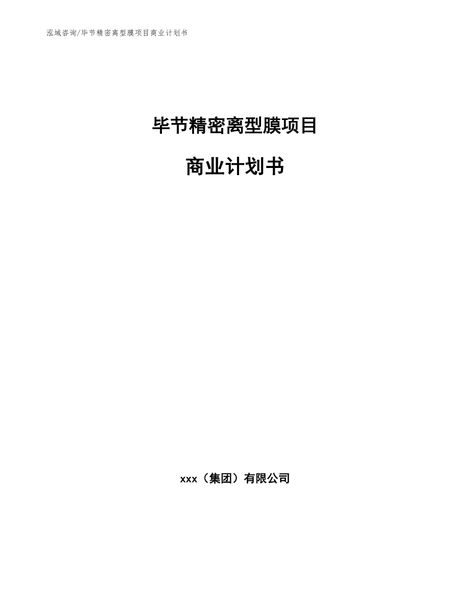 毕节精密离型膜项目商业计划书_范文_第1页