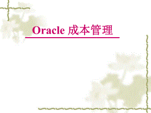 Oracle成本管理教材