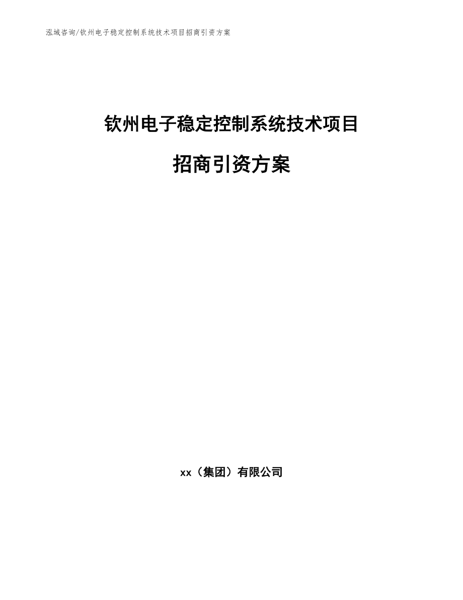 钦州电子稳定控制系统技术项目招商引资方案（参考模板）_第1页