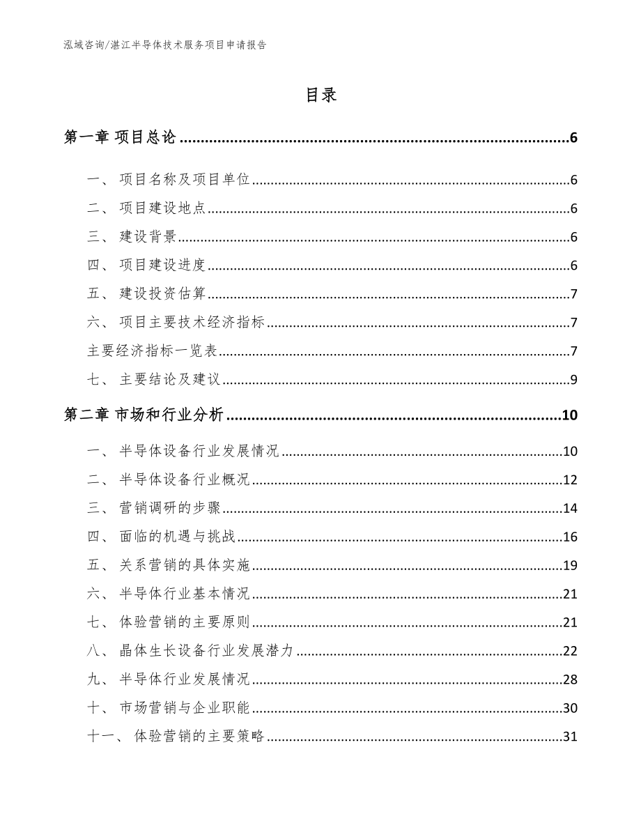 湛江半导体技术服务项目申请报告_参考模板_第1页