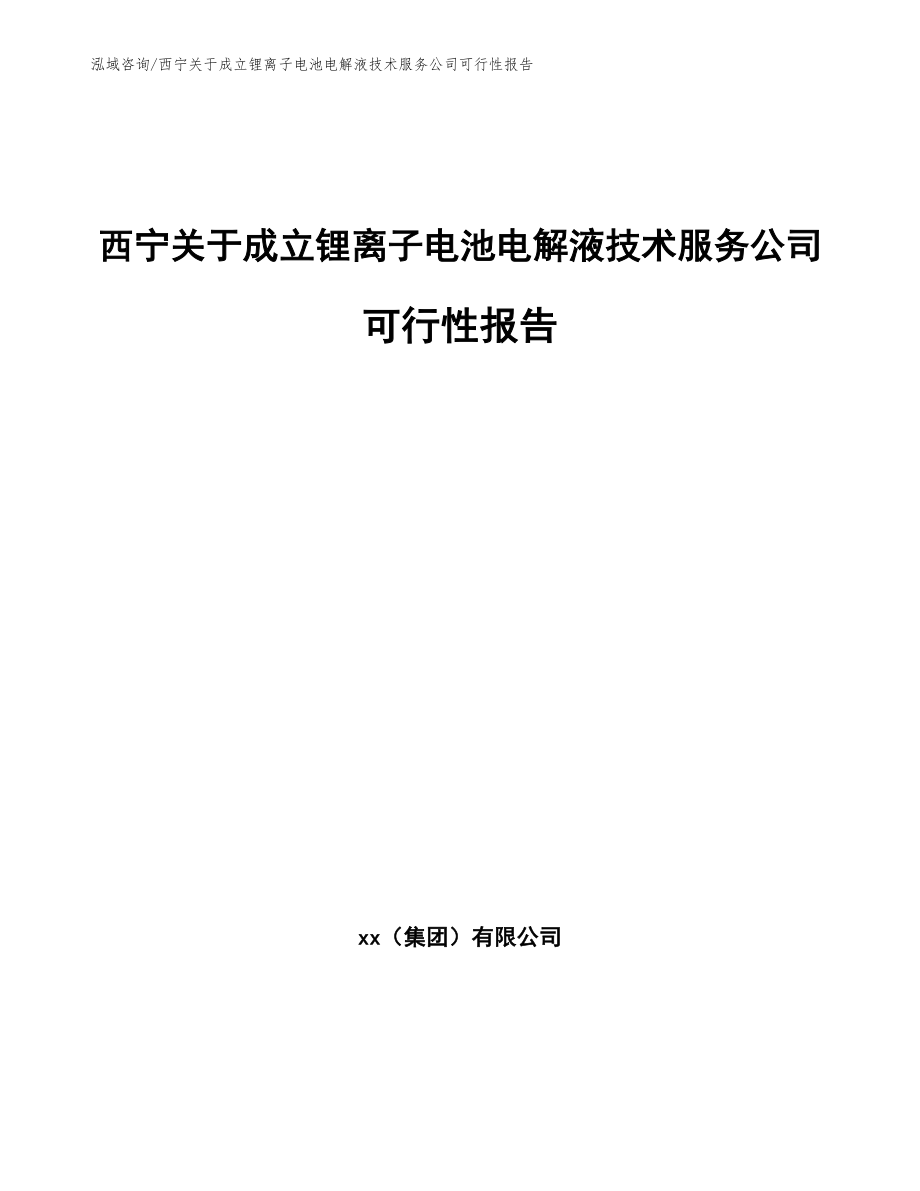 西宁关于成立锂离子电池电解液技术服务公司可行性报告【模板】_第1页
