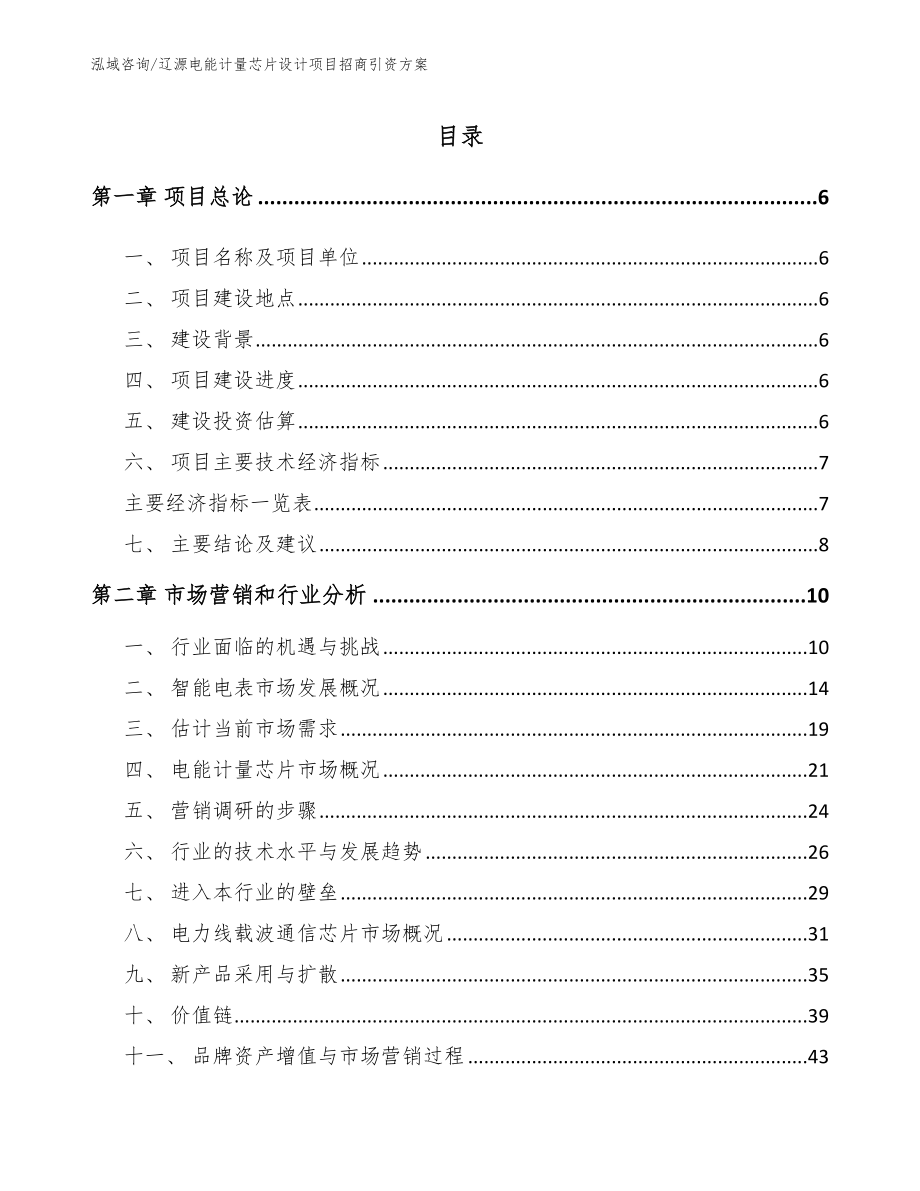 辽源电能计量芯片设计项目招商引资方案_第1页