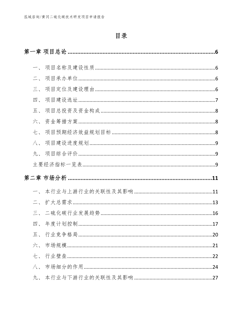黄冈二硫化碳技术研发项目申请报告模板范本_第1页