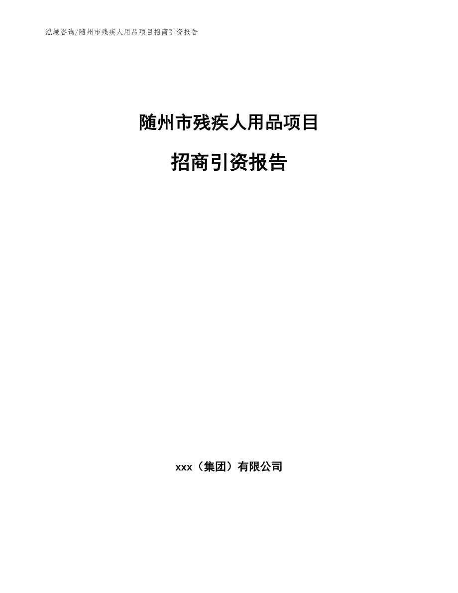 随州市残疾人用品项目招商引资报告模板范文_第1页