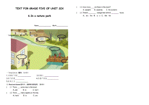 新版PEP小学英语五年级上册第六单元In-a-nature-park测试卷