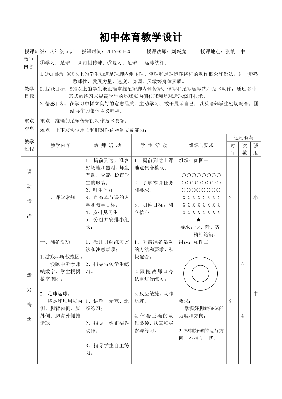 八年级体育与健康学科：第三章 技术与运用之足球教案-足球——脚内侧传球_第1页