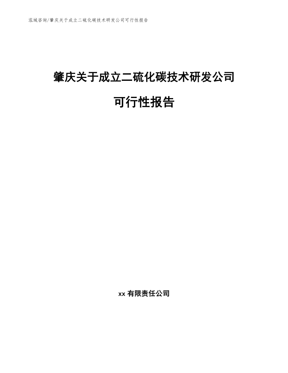 肇庆关于成立二硫化碳技术研发公司可行性报告参考模板_第1页