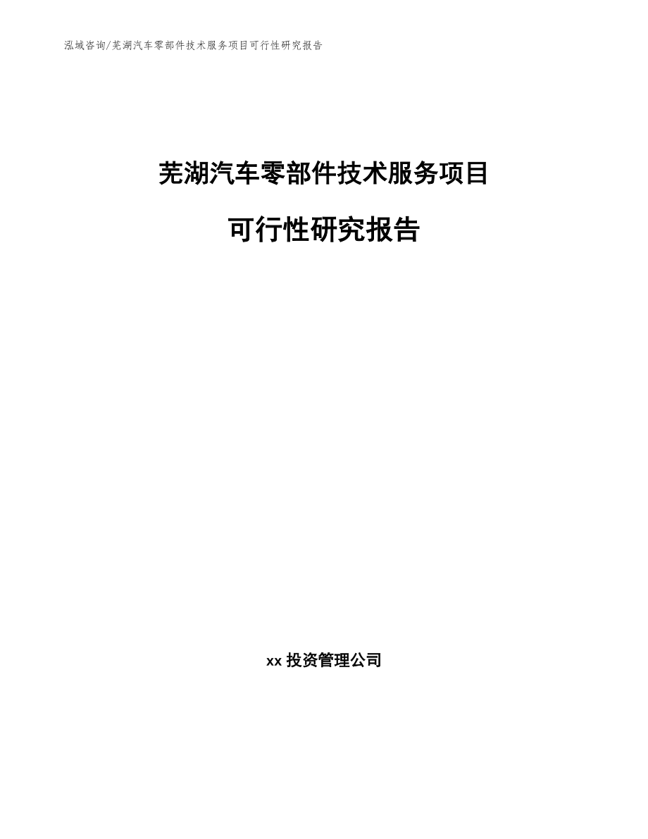 芜湖汽车零部件技术服务项目可行性研究报告（模板范文）_第1页