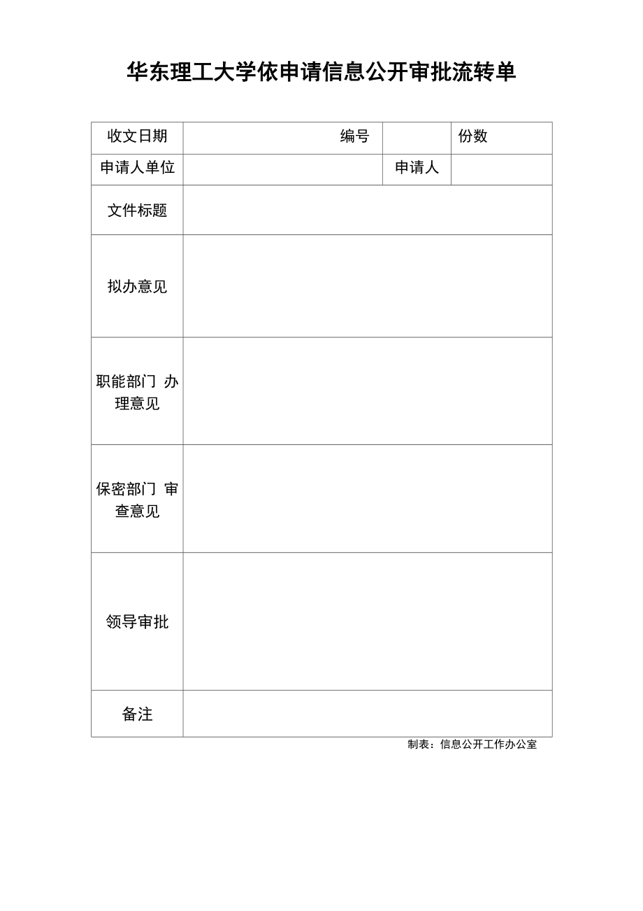华东理工大学依申请信息公开审批流转单_第1页