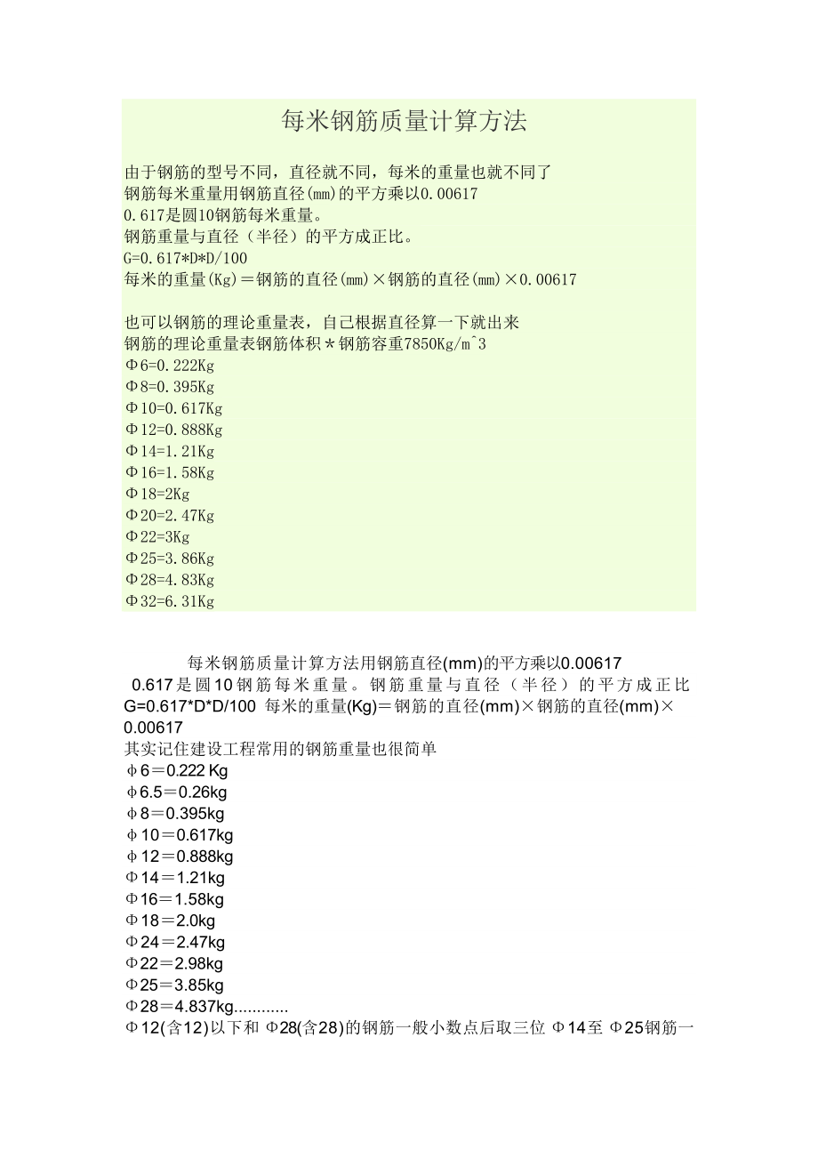 钢筋每米质量计算_第1页