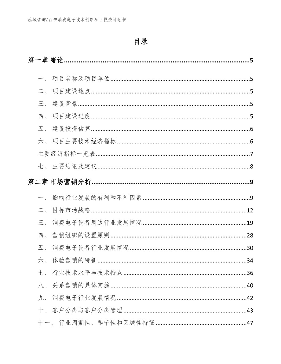 西宁消费电子技术创新项目投资计划书_第1页