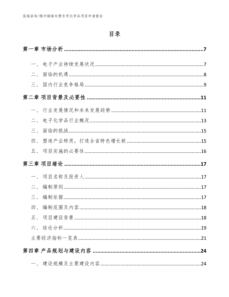 随州铜面处理专用化学品项目申请报告_第1页