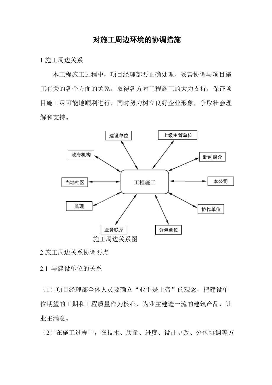 对施工周边环境的协调措施_第1页