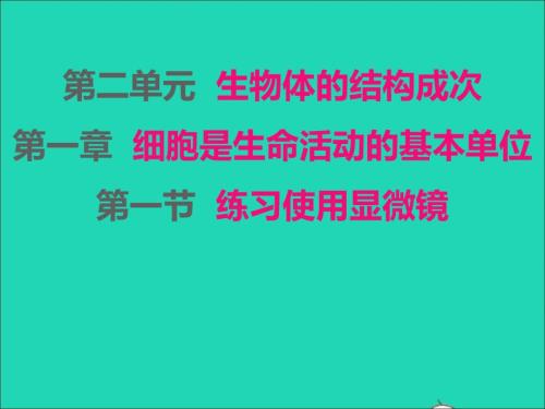 2022年七年級(jí)生物上冊(cè)第二單元生物體的結(jié)構(gòu)層次第一章細(xì)胞是生命活動(dòng)的基本單位第1節(jié)練習(xí)使用顯微鏡課件新版新人教版