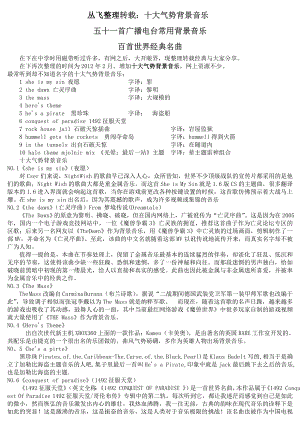 叢飛整理轉(zhuǎn)載：十大氣勢(shì)背景音樂(lè)五十一首廣播電臺(tái)常用背景音樂(lè)百首世界經(jīng)典名曲