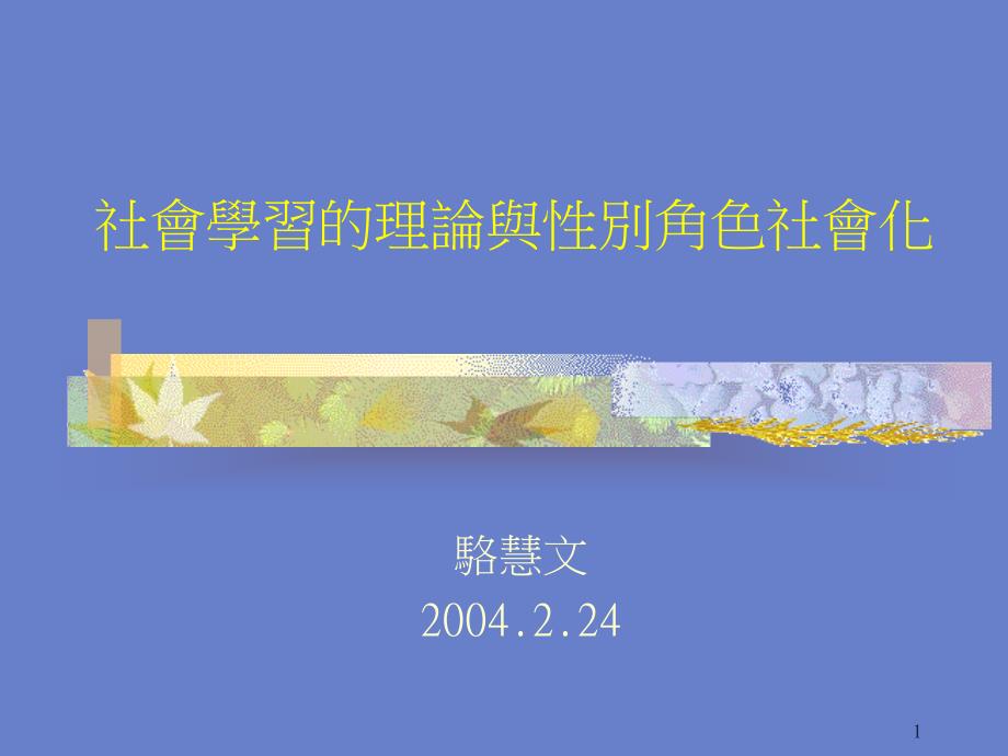 社会学习的理论与性别角色社会化课件_第1页