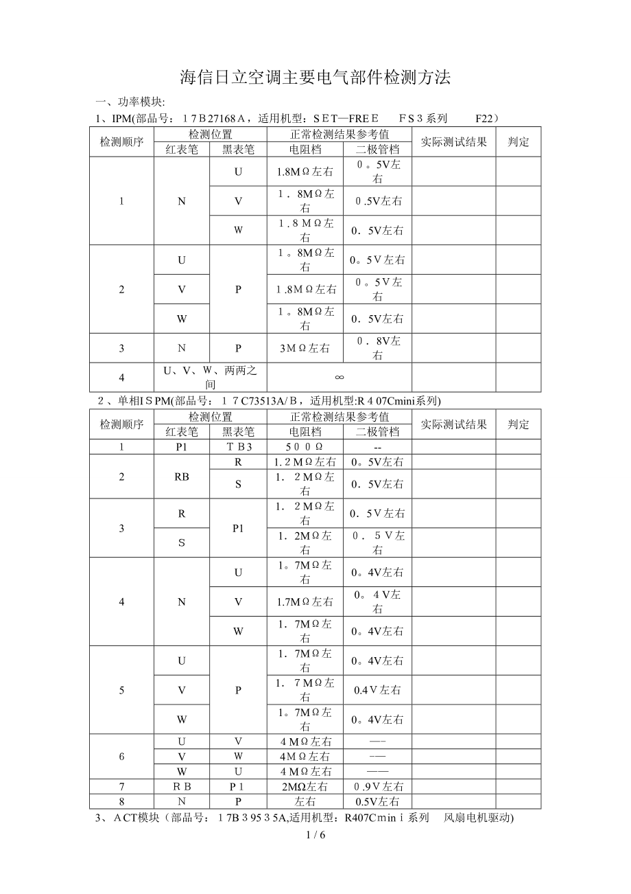 主要电气部件检测方法_第1页