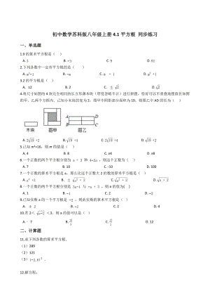 苏科版八年级数学上册4.1平方根 同步练习【含答案】