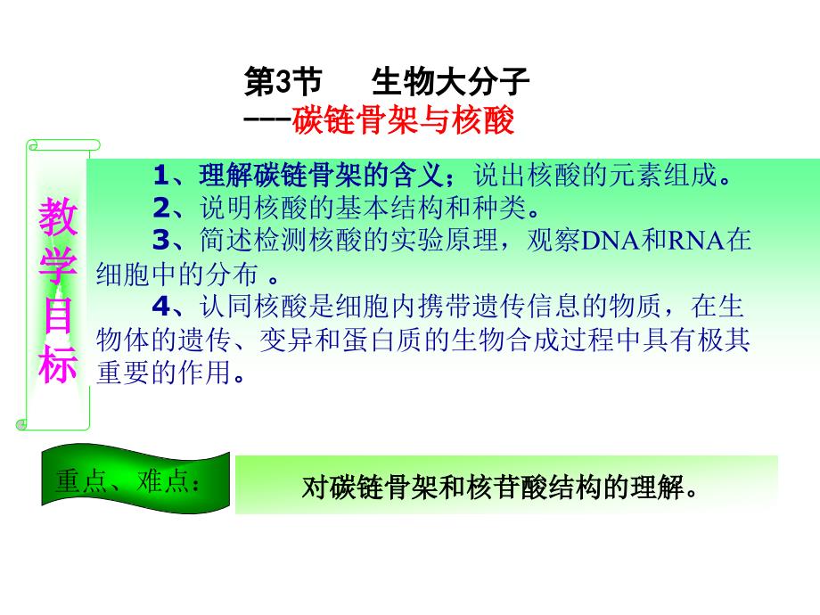 人教版教学课件北师大必修1第一章第3节 生物大分子--碳链骨架与核酸 教学课件_第1页