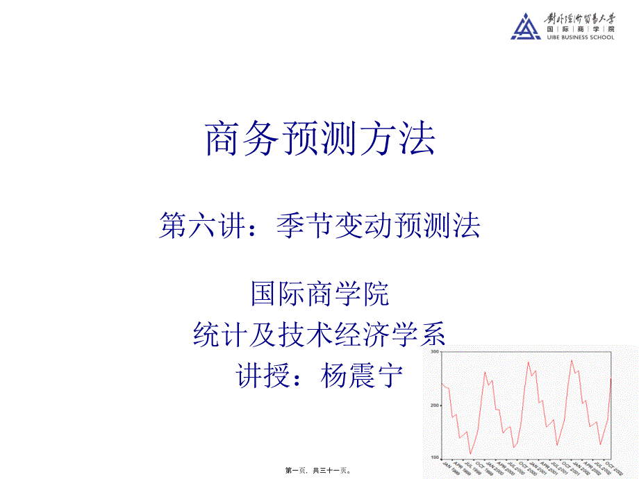 商務預測方法MBA第六講季節(jié)變動預測方法_第1頁