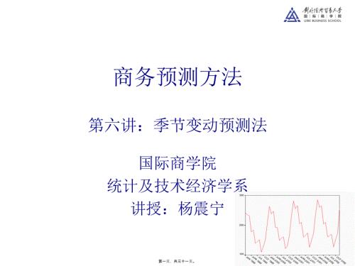 商務(wù)預(yù)測方法MBA第六講季節(jié)變動預(yù)測方法