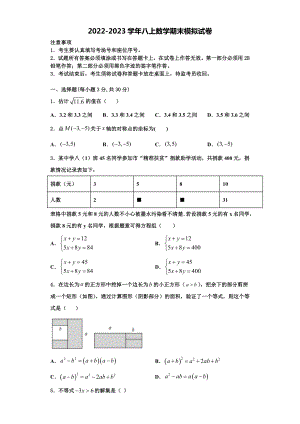 2022-2023学年湖北省枝江市九校数学八上期末调研试题含解析