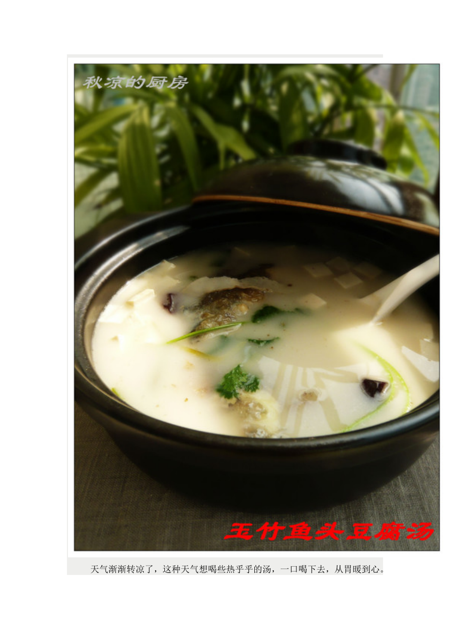 温暖香浓的奶白鱼汤——玉竹鱼头豆腐汤_第1页