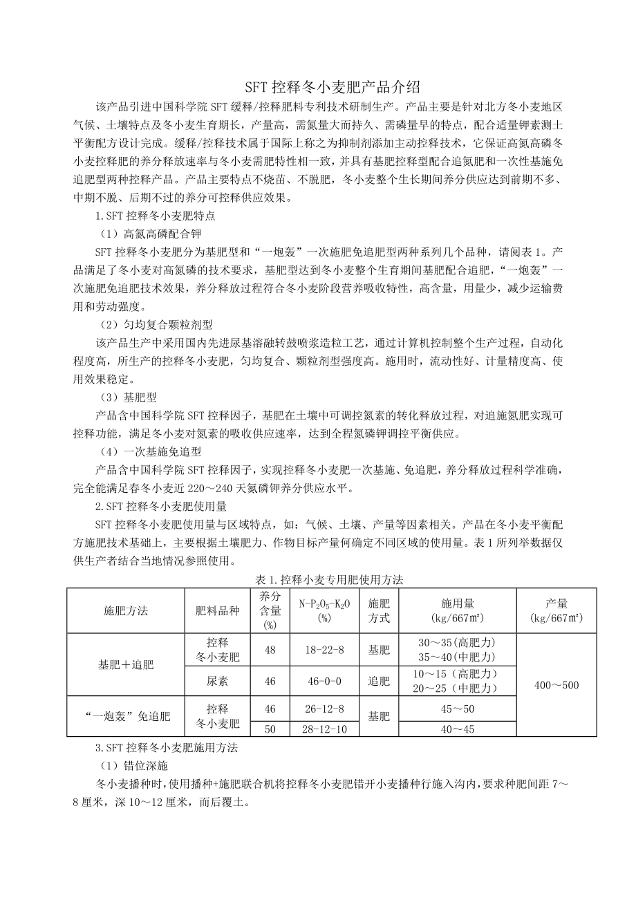 SFT高氮小麦控释肥_第1页