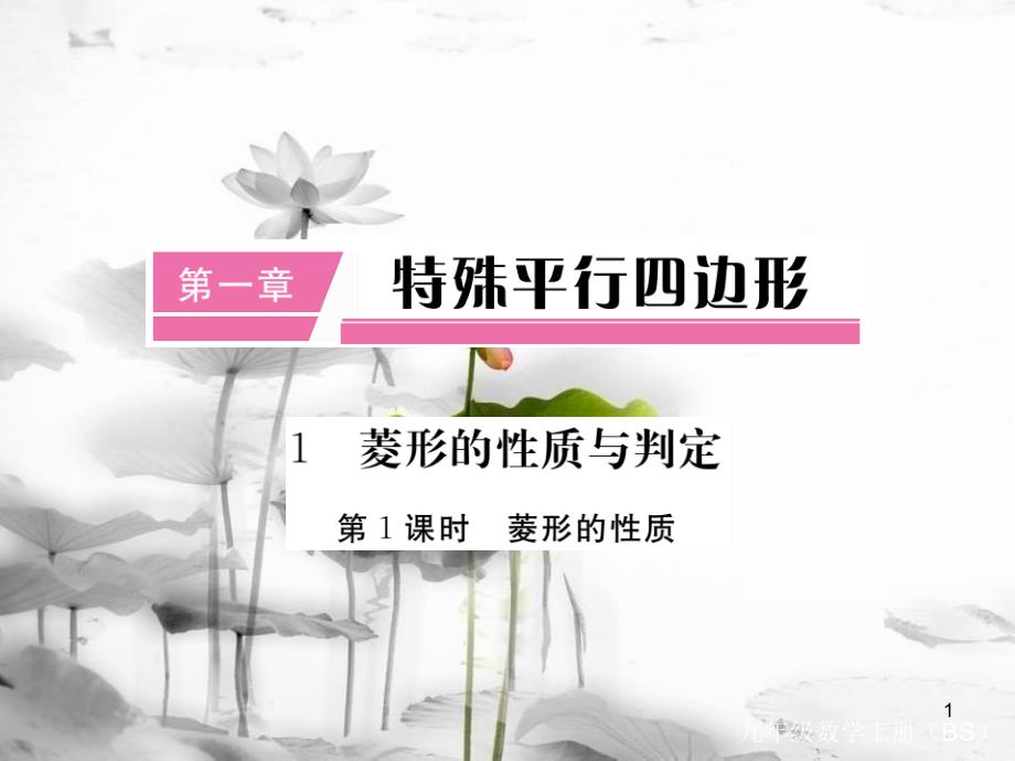 （江西专用）九年级数学上册 1.1 菱形的性质与判定 第1课时 菱形的性质讲练课件 （新版）北师大版_第1页