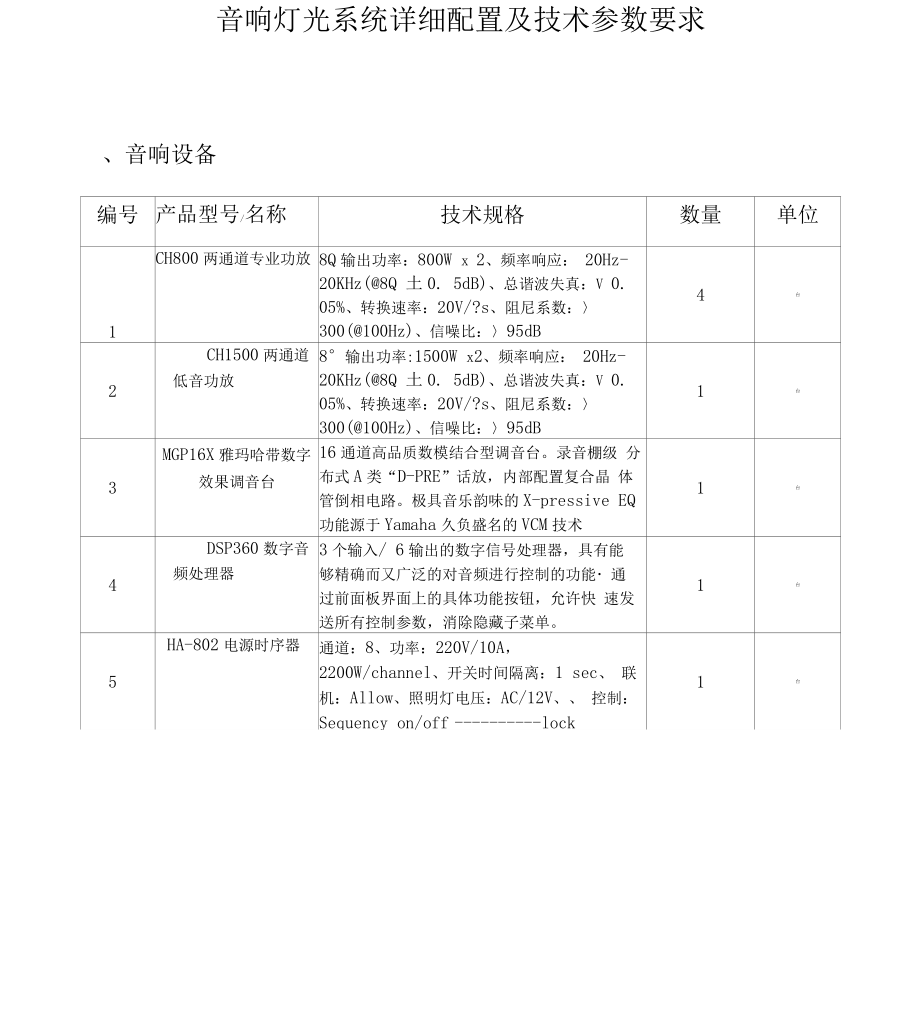 舞台灯光系统详细配置及技术参数要求_第1页