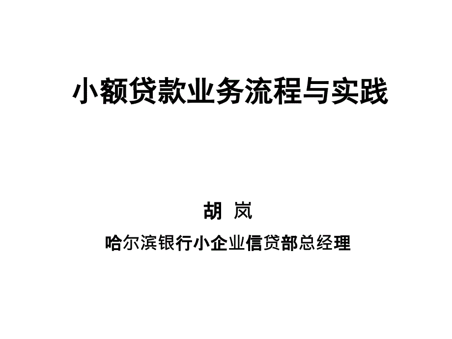 小额贷款业务流程与实践_第1页