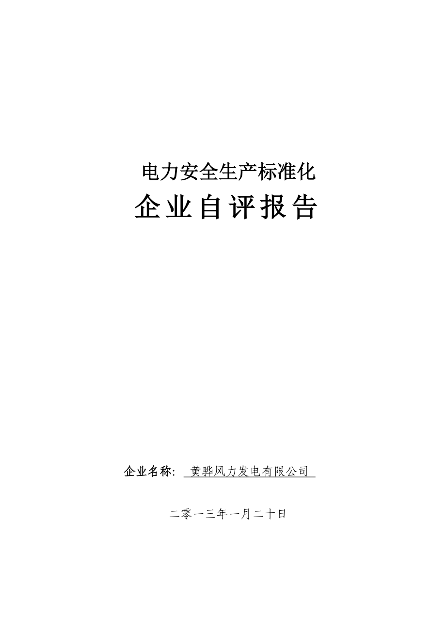 黄骅风电场安全生产标准化自评报告_第1页