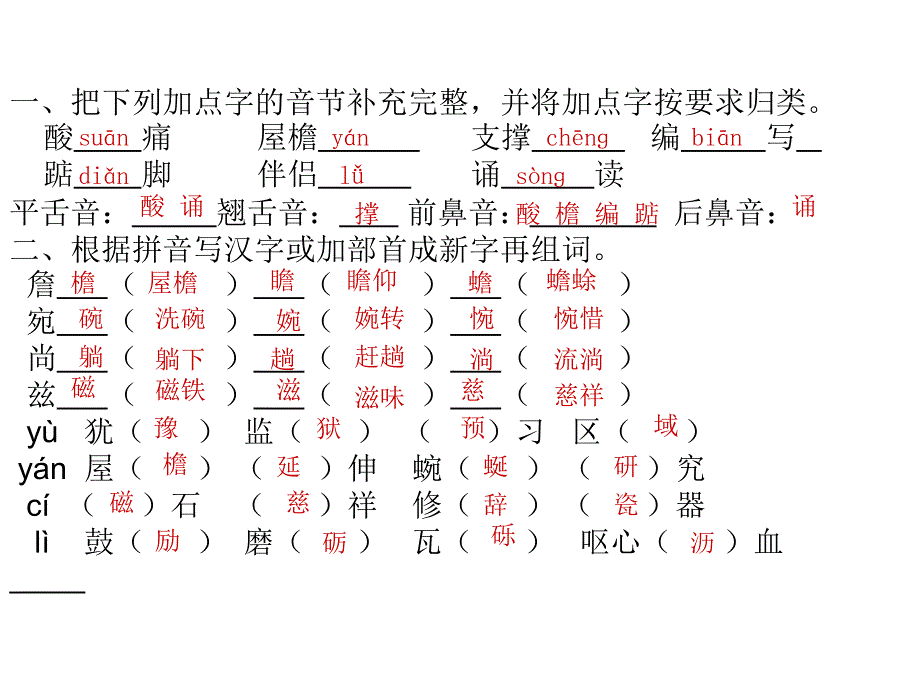 人教版五年级语文下册第一单元复习题_第1页