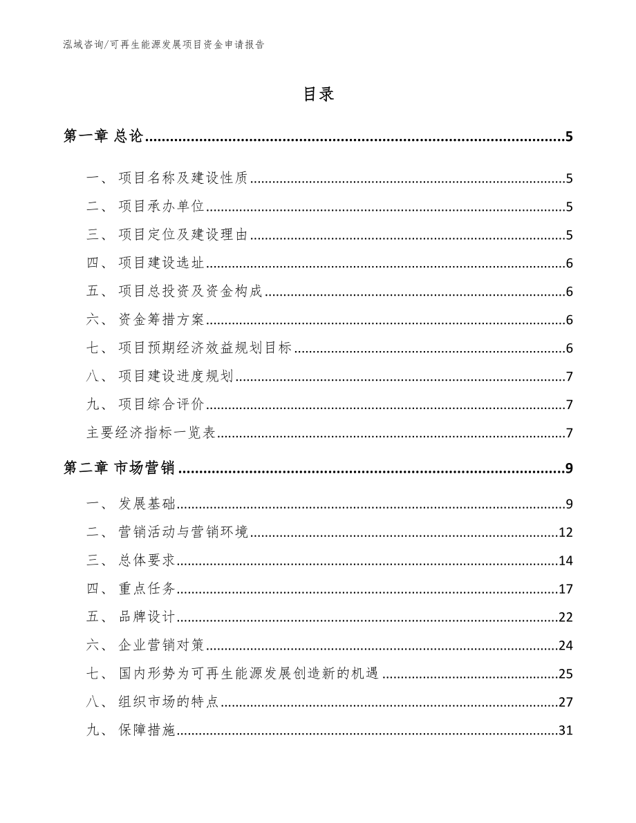 可再生能源发展项目资金申请报告【模板】_第1页