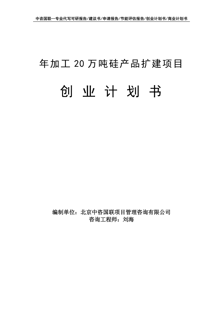 年加工20万吨硅产品扩建项目创业计划书写作模板_第1页