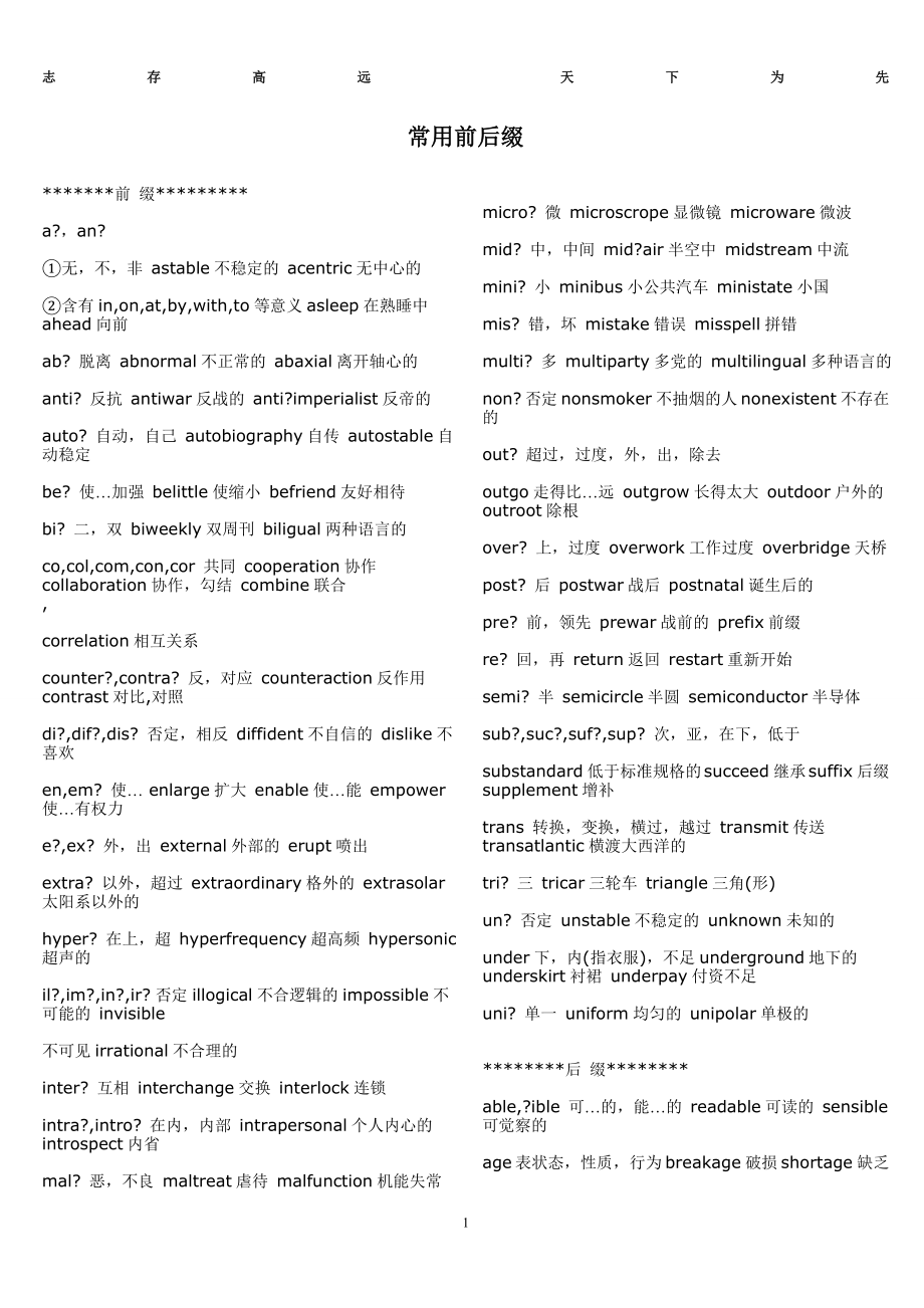 英语常用前后缀_第1页